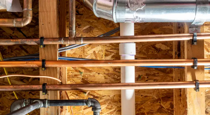 Plumber installing new pipes during a whole home repiping project in McLean County