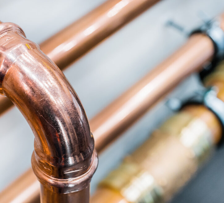 Copper pipes in a Central Illinois home requiring plumbing inspection from Everything Water